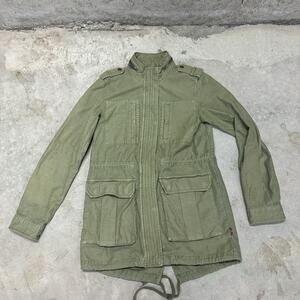 Levis‎ Jacket Women XS Green Field Coat Cinch Fishtail Utility Army Lightweight